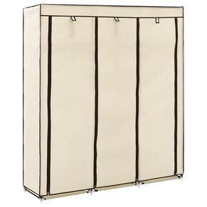 vidaXL Wardrobe with Compartments and Rods Cream 150x45x175 cm Fabric