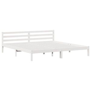 vidaXL Bed Frame White 215.5 x 185.5 x 69.5 cm Solid Pine Wood
