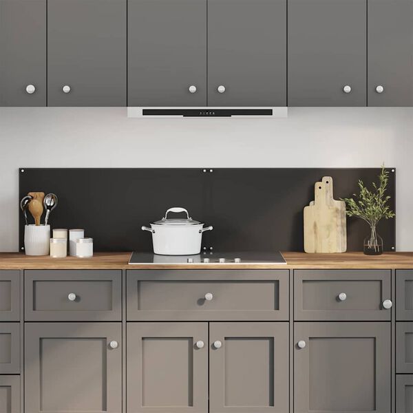 vidaXL Kitchen Backsplash 2 pcs Black 90 x 40 cm Tempered Glass