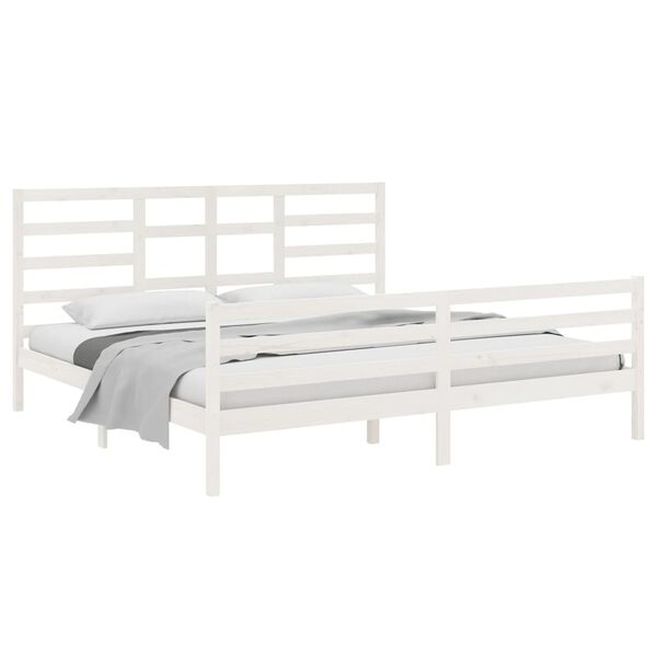 vidaXL Bed Frame without Mattress White Solid Wood 200x200 cm