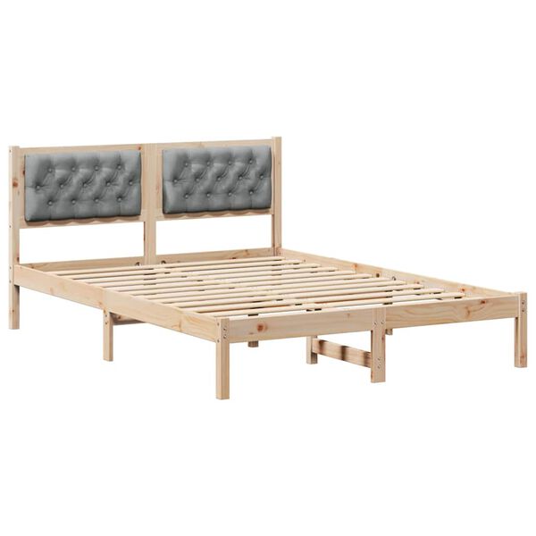 vidaXL Bed Frame Light Grey 140 x 200 cm Solid Pine Wood