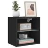 vidaXL Bedside Cabinets with LED Lights Wall-mounted 2 pcs Black