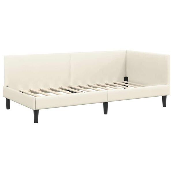 vidaXL Corner Bed Frame with Headboard Cream 90 cm x 190 cm Velvet