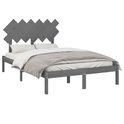 vidaXL Bed Frame Grey 120x200 cm Solid Wood