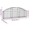 vidaXL Arched Gabion Basket 150x30x40/60 cm Galvanised Iron