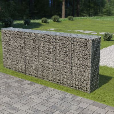 vidaXL Gabion Wall with Covers Galvanised Steel 300x50x150 cm