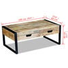vidaXL Coffee Table with 2 Drawers Solid Mango Wood 100x60x40 cm