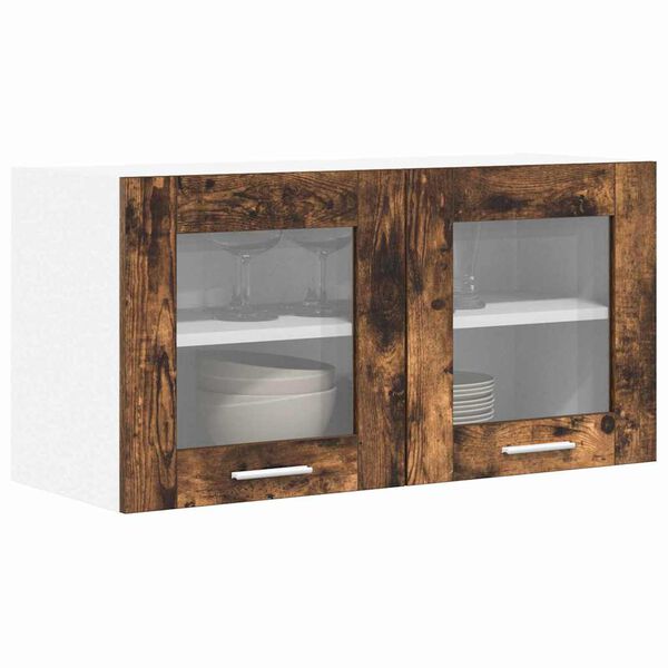 vidaXL Hanging Cabinet with Door Smoked Oak and White 80 x 31 x 40 cm