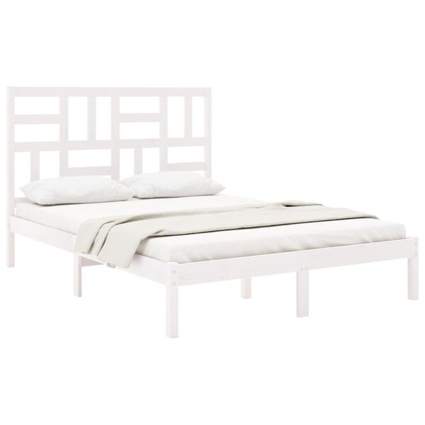 vidaXL Bed Frame without Mattress White Solid Wood 160x200 cm