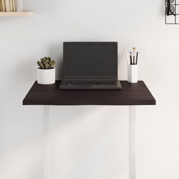 vidaXL Table Top Dark Brown 60x50x2 cm Treated Solid Wood Oak Live Edge