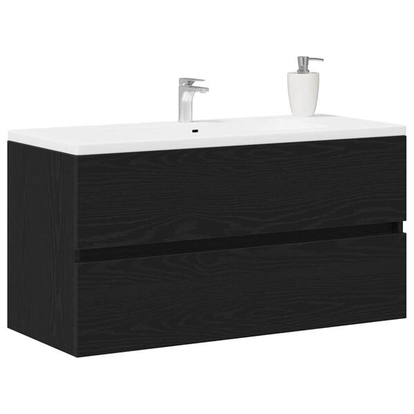 vidaXL Bathroom Sink Cabinet with Drawer Black Oak 90 x 38.5 x 45 cm
