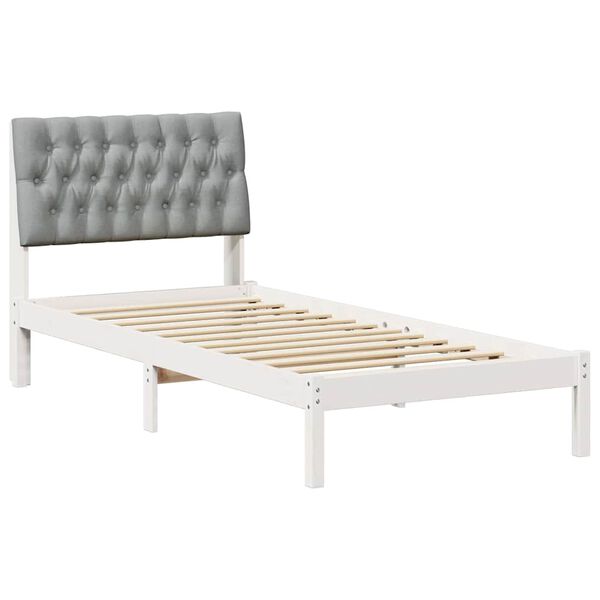 vidaXL Bed Frame with Upholstered Headboard White 90 x 190 cm