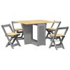 vidaXL 5 Piece Butterfly Dining Set "Corona" Foldable Grey Pinewood