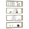 vidaXL Wall Cube Shelf 4 pcs Sonoma Oak 80x15x26.5 cm Engineered Wood