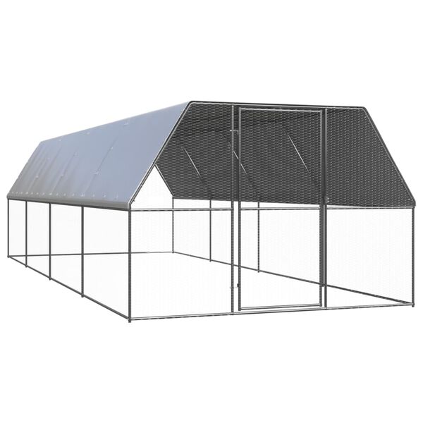 vidaXL Outdoor Chicken Cage 3x8x2 m Galvanised Steel