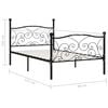 vidaXL Bed Frame without Mattress with Slatted Base Black Metal 90x200 cm