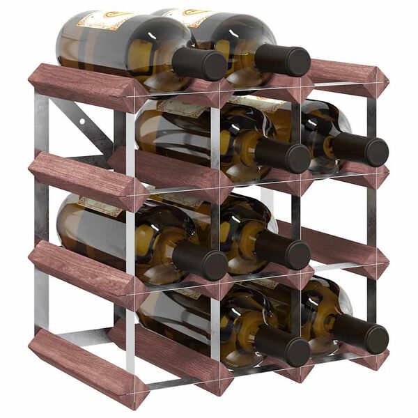 vidaXL Wine Rack for 12 Bottles Brown Solid Wood Pine