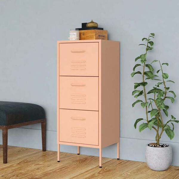 vidaXL Storage Cabinet Pink 42.5x35x101.5 cm Steel