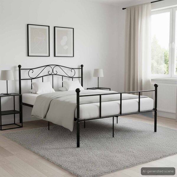 vidaXL Bed Frame without Mattress Black Metal 120x200 cm