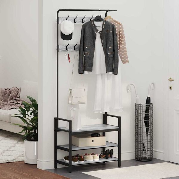 vidaXL Coat Rack Grey Sonoma 75 x 34 x 184 cm Engineered wood