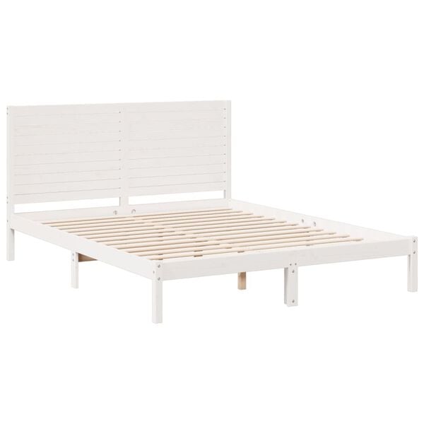 vidaXL Extra Long Bed Frame without Mattress White 160x220 cm Solid Wood