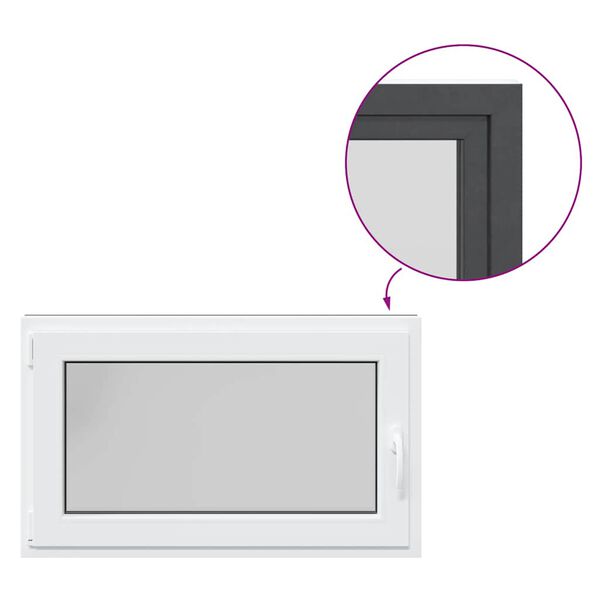 vidaXL Basement Window "RISOR" 100x70 cm Tilt&Turn DIN Left Anthracite