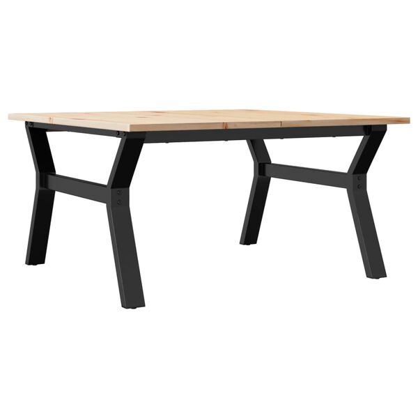 vidaXL Coffee Table Y-Frame 90x90x45 cm Solid Wood Pine and Steel
