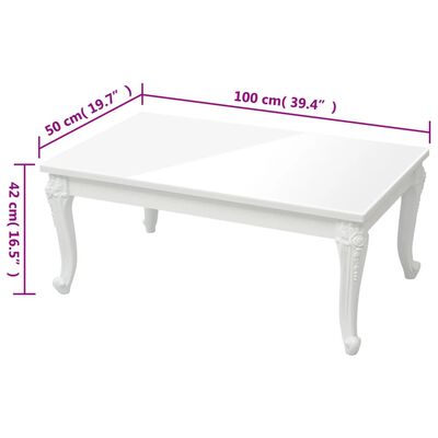 vidaXL Coffee Table High Gloss White 100x50x42 cm Engineered Wood