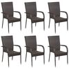 vidaXL 7 Piece Garden Dining Set Brown Poly Rattan