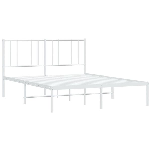 vidaXL Metal Bed Frame without Mattress with Headboard White 140x200cm