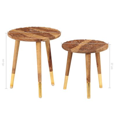 vidaXL Coffee Tables 2 pcs Solid Sheesham Wood