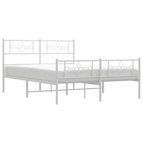 vidaXL Metal Bed Frame without Mattress with Footboard White 140x200cm