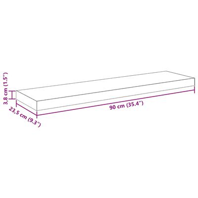 Dimension schematic of a floating shelf with measurements