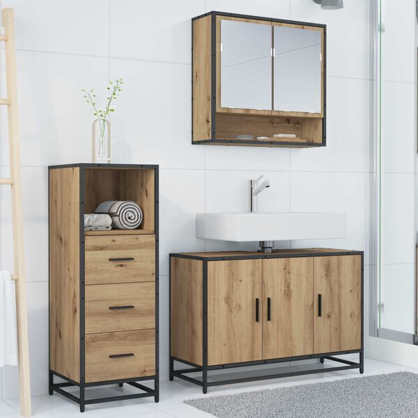 vidaXL Bathroom Furniture Set 3 pcs Artisan Oak Engineered Wood