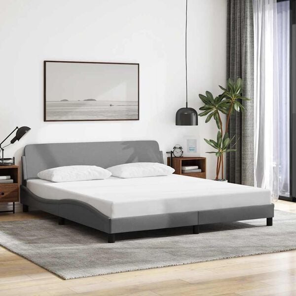 vidaXL Bed Frame "Dover" Light Grey 180x200 cm Super King Fabric