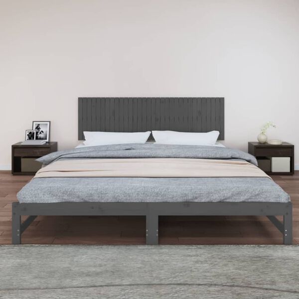 vidaXL Wall Headboard Grey 204x3x60 cm Solid Wood Pine