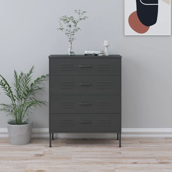 vidaXL Chest of Drawers Anthracite 80x35x101.5 cm Steel