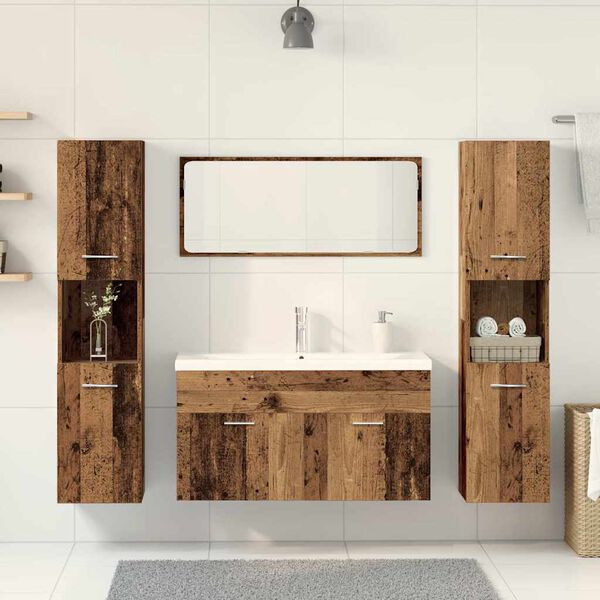 vidaXL 5 Piece Bathroom Furniture Set Old Wood Engineered Wood