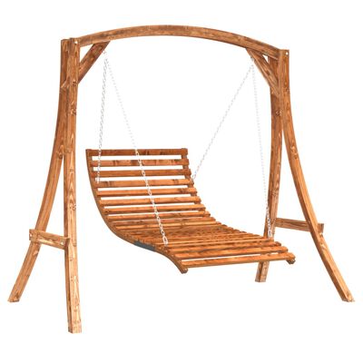vidaXL Swing Bed Solid Wood Spruce with Teak Finish