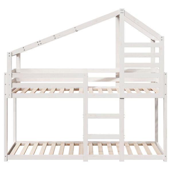 vidaXL Bunk Bed without Mattress White 75x190 cm Small Single Solid Wood Pine