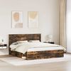 vidaXL Bed Frame Smoked Oak 200 x 200 cm Solid Pine Wood