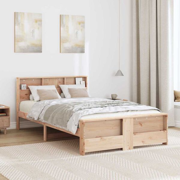 vidaXL Bed Frame with Headboard Brown 120 x 200 cm Engineered Wood