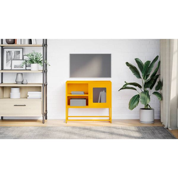 vidaXL TV Cabinet Mustard Yellow 68x39x60.5 cm Steel