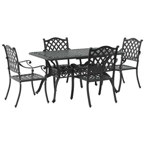 vidaXL Garden Dining Set 5 pcs Black Aluminium