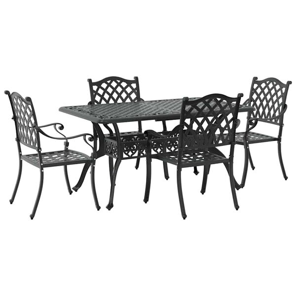 vidaXL Garden Dining Set 5 pcs Black Aluminium