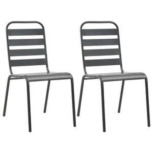 vidaXL Outdoor Chair | Set of 2 | Dark Grey | E-coated and powder-coated steel