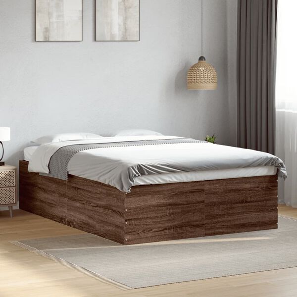 vidaXL Bed Frame without Mattress Brown Oak 120x200 cm