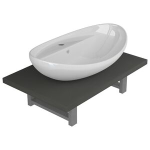vidaXL Two Piece Bathroom Furniture Set Ceramic Grey