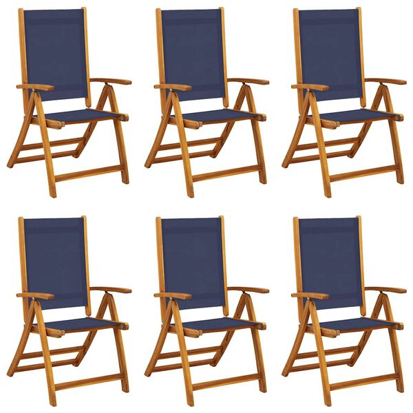 vidaXL Folding Garden Chairs 6 pcs Solid Wood Acacia and Textilene