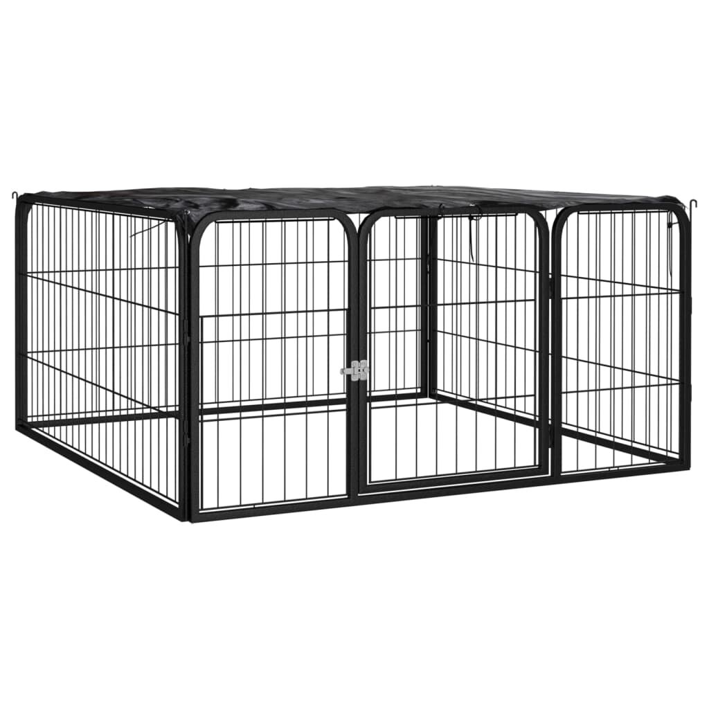 vidaXL Dog Playpen 4 Panels Black 100x50 cm Powder coated Steel vidaXL